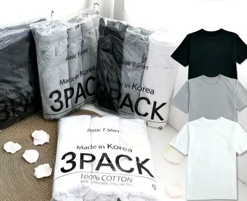 엄마들 사이에서 난리난 3PACK 반팔 티셔츠 총 8종 세트 남녀공용 추천 리뷰